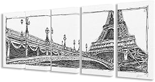 Stupell Industries Eiffel Tower 5-Piece Wall Art Set on Canvas