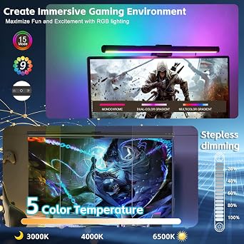 16.6 RGB Monitor Light Bar, LED Lighting for Flat Computer Monitors