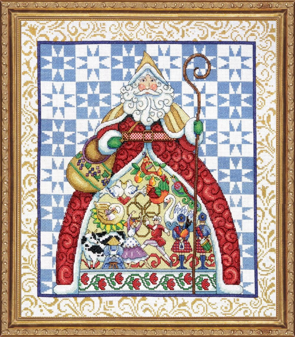 Tobin 407398 12 Days-Jim Shore Counted Cross Stitch Kit-14" x16", Multicolor/Assorted, 14 Count