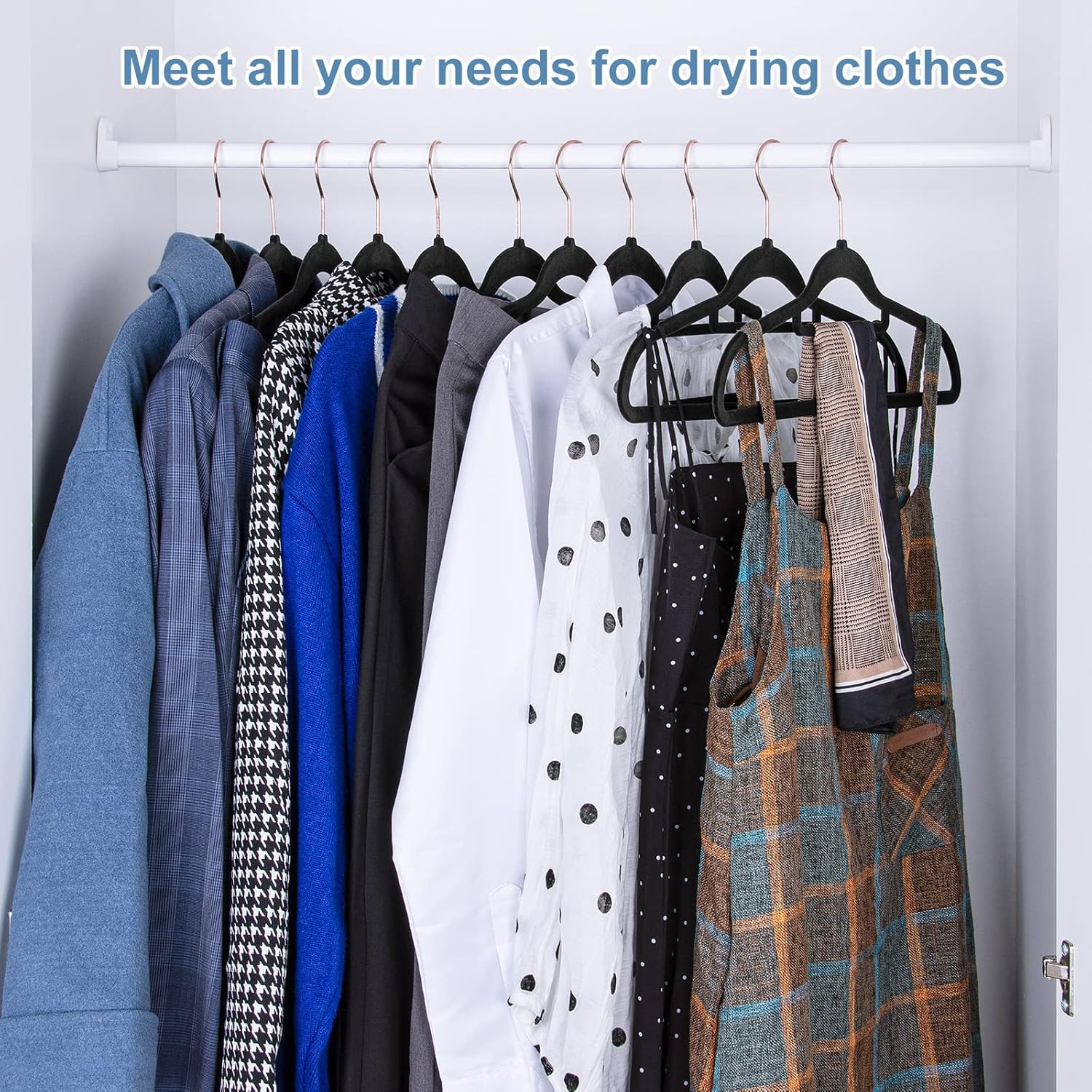 Bеѕt Prоmо Velvet Clothes Hangers, ESEOE 50 Pack Non Slip Suit Hangers with Rose Gold Color Swivel Hook, Ultra Thin Space Saving,Wide for Coat, Shirt, Pants, Ties (Black)