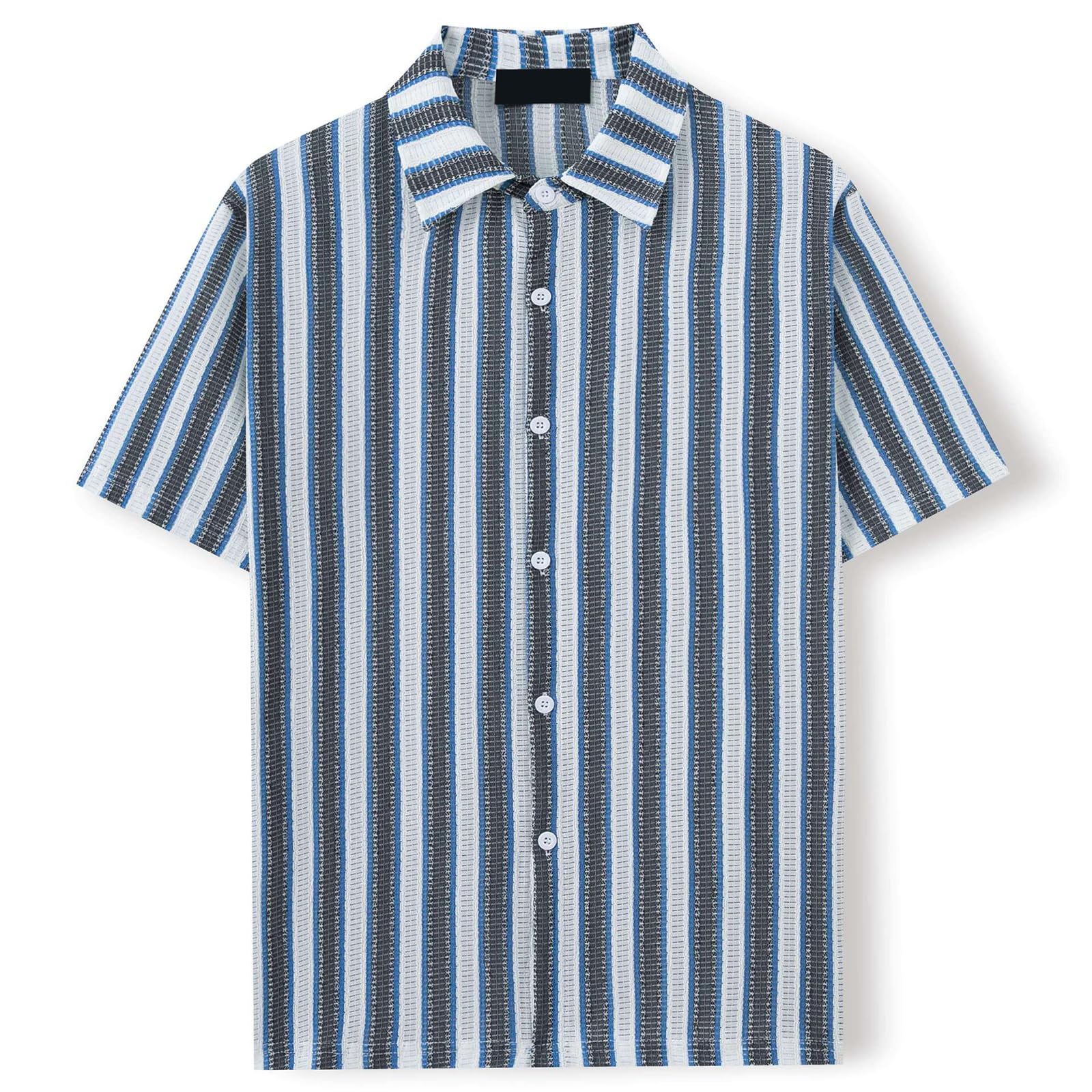 Generico Camicia Hawaiana da Uomo, per Il Tempo Libero, Tropicale, da Spiaggia, vestibilità Normale, per Feste Camicia Uomo Bianca e Nera Manica Corta