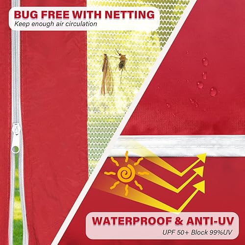 Miniatura 4 de Tienda de campaña desplegable con 4 paredes laterales, glorieta de cúpula de lujo de 10 x 10 pies para fiestas al aire libre, jardín y patio con