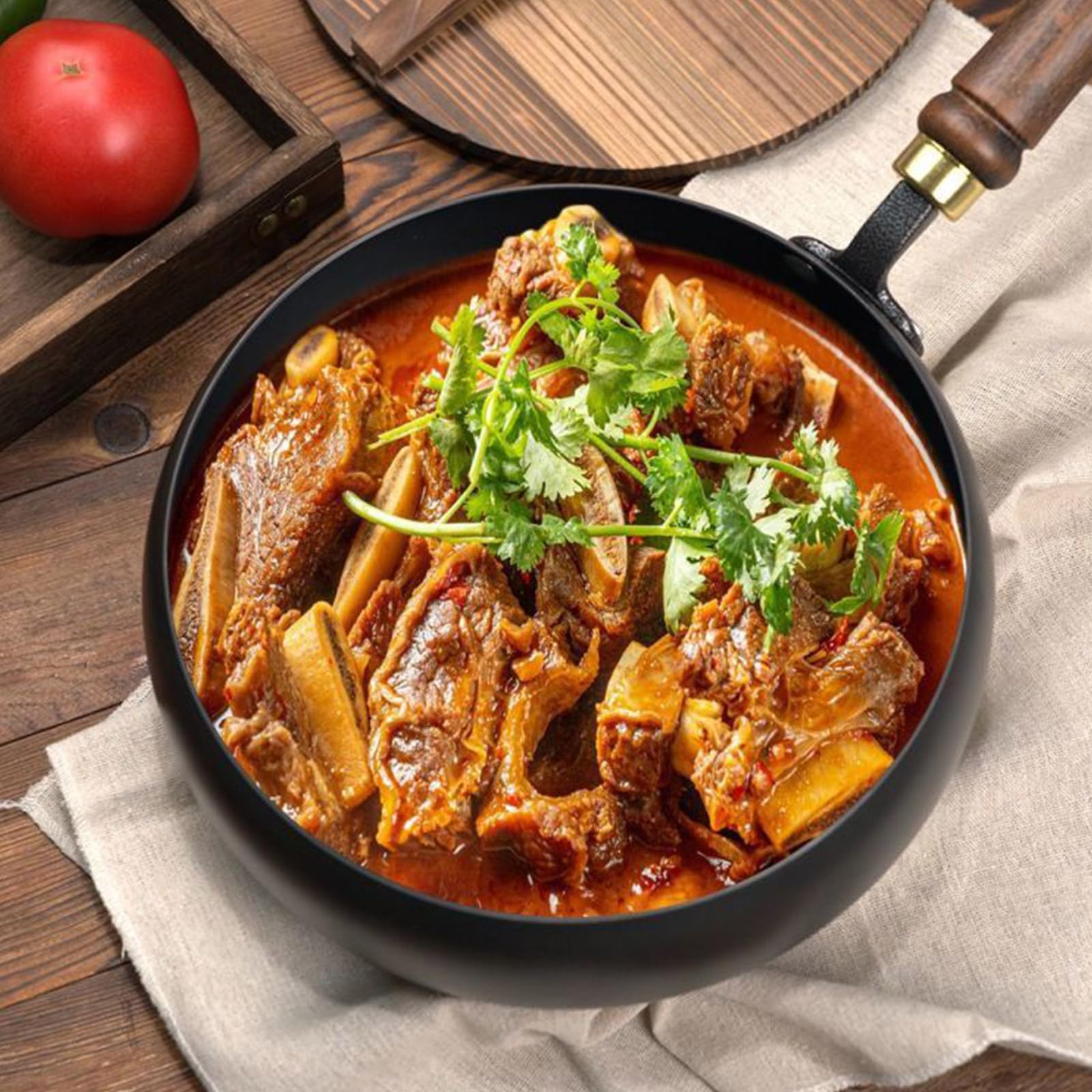XAGMODSHN Padella professionale in acciaio carbonio con fondo da 24 cm per riscaldamento rapido, soffritto e preparazione dei pasti in famiglia, padelle con finiture lisce