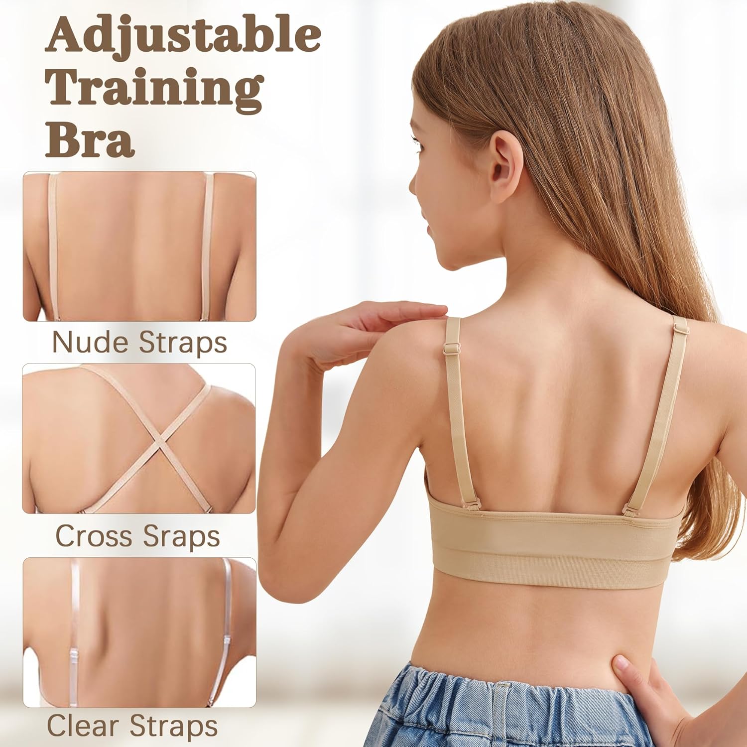 Adjustable Dance Bra for Girls Ballet Gymnastics Sports,Lining with Silicone Pads - Image 2