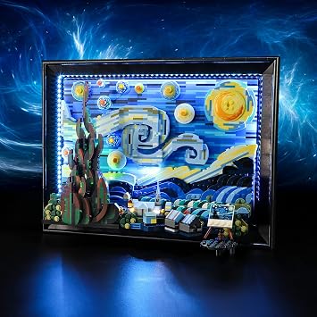 Vaodest LED Light لـ Lego 21333 Vincent Gogh مجموعة Starry-Night والتصميم والتكوين المتوافقة مع الطراز 21333LED Light فقط، وليس مجموعة كتلة البناء
