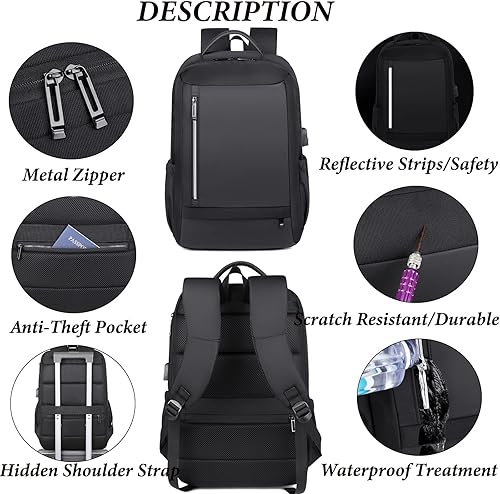Miniatura 3 de Mochila para laptop, Negro 15.6 pulgadas, Mochilas Daypack