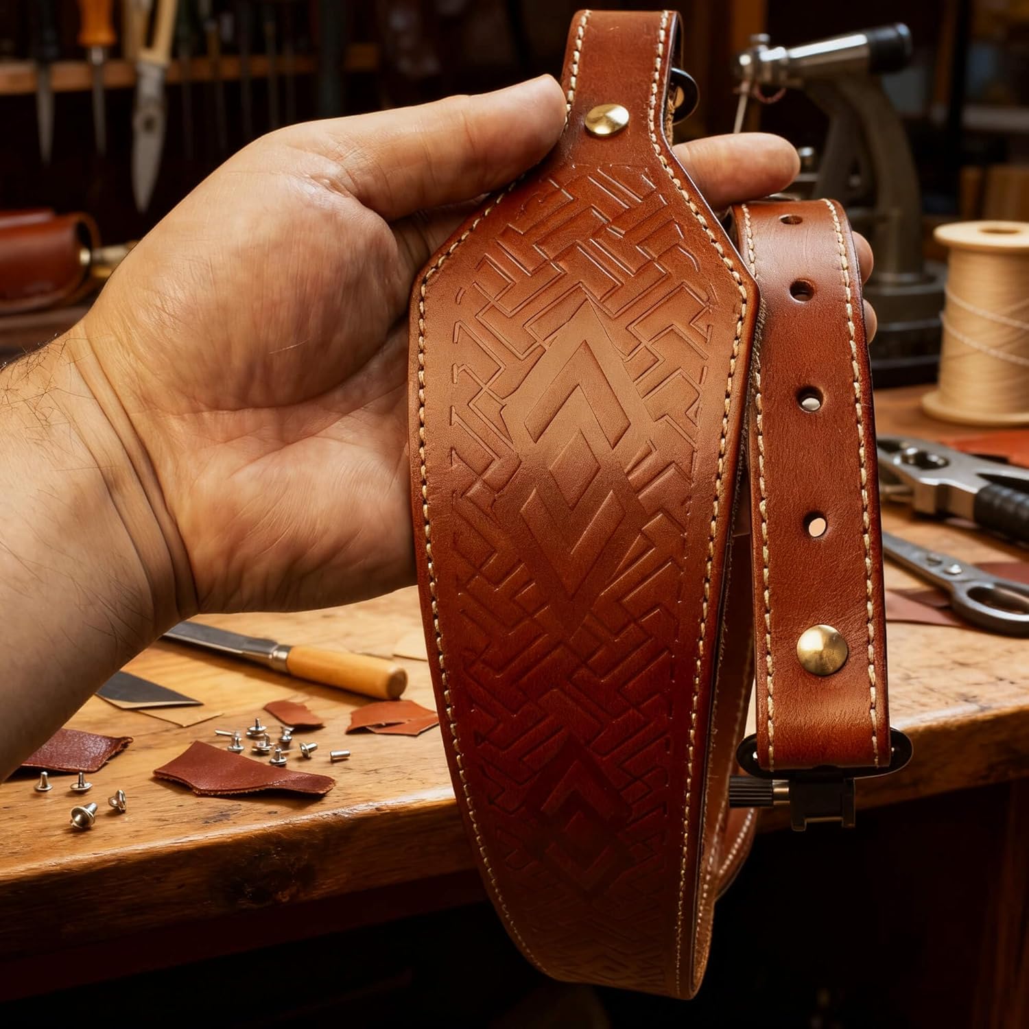 Thick Genuine Leather Rifle and Shotgun Sling Shoulder Strap