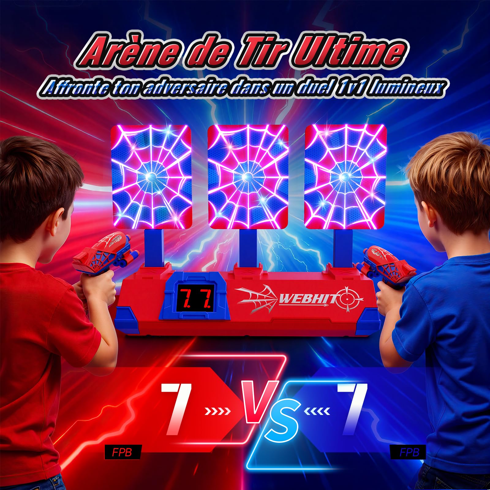 Pistolet Enfant avec Automatiques Lumineux Cible Tir Electronique, Jouet Enfant 3-12 Ans Jeux Exterieur Enfant 3 4 5 6 7 8 9 10 11 Ans Cadeau Garçon 4-11 Ans Cadeaux de Pâques Anniversaire