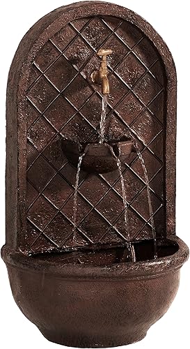 Sunnydaze Messina - Fuente de agua de pared para exteriores fuente de pared en cascada y función de agua en el patio trasero con bomba sumergible