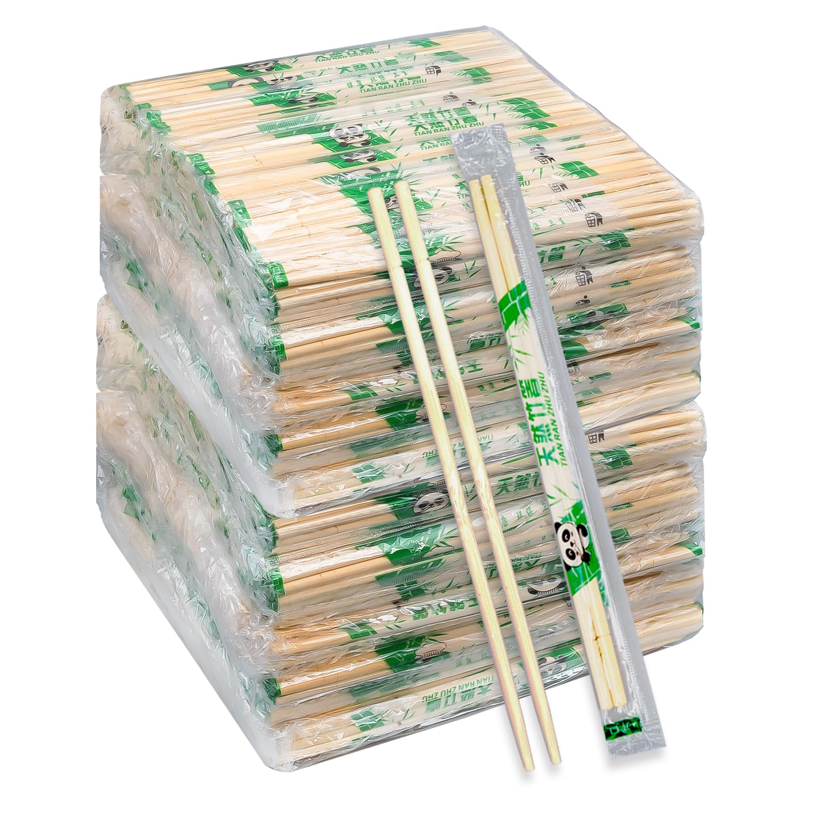 Baguettes jetables en bambou 19 cm sous film plastique transparent | Lot de 1000 paires