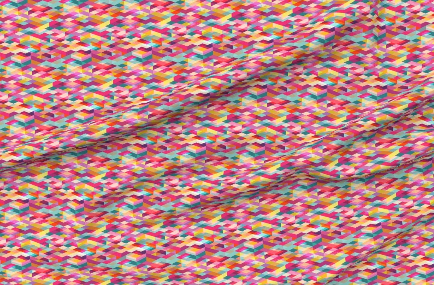 Spoonflower Fabric - Small Diamonds Modern Geometric Abstract Colourful Shapes Scale Printed on Petal Signature Cotton Fabric Fat Quarter - Sewing Quilting Apparel Crafts Decor