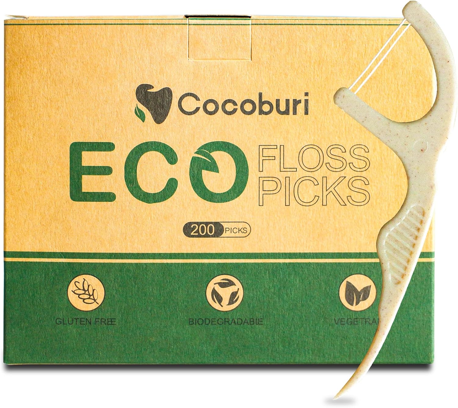 COCOBURI Dental Floss Picks（200 Count) Double Thread Floss