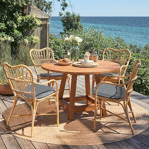 Miniatura 5 de Juego de 4 cojines para sillas de exterior, resistentes al agua, con lazos, cojines de asiento para decoración de muebles de jardín del hogar, 16 x