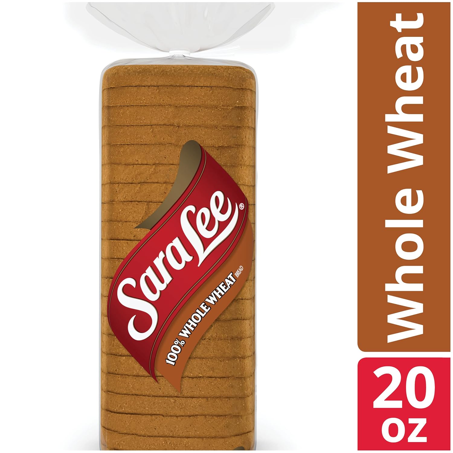 Sara Lee 100% Whole Wheat Sandwich Bread, 20 Oz Loaf of Wheat Bread With No Artificial Colors or Flavors