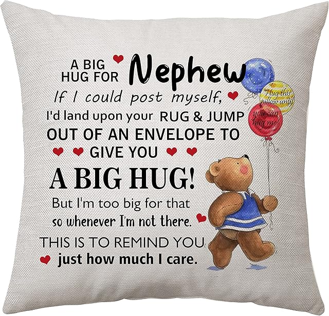 Nephew Cushion Cover Gifts Nephew Birthday Gift from Aunt Uncle Pillow Covers Long Distance Gifts for Nephew Christmas Graduation (Nephew)