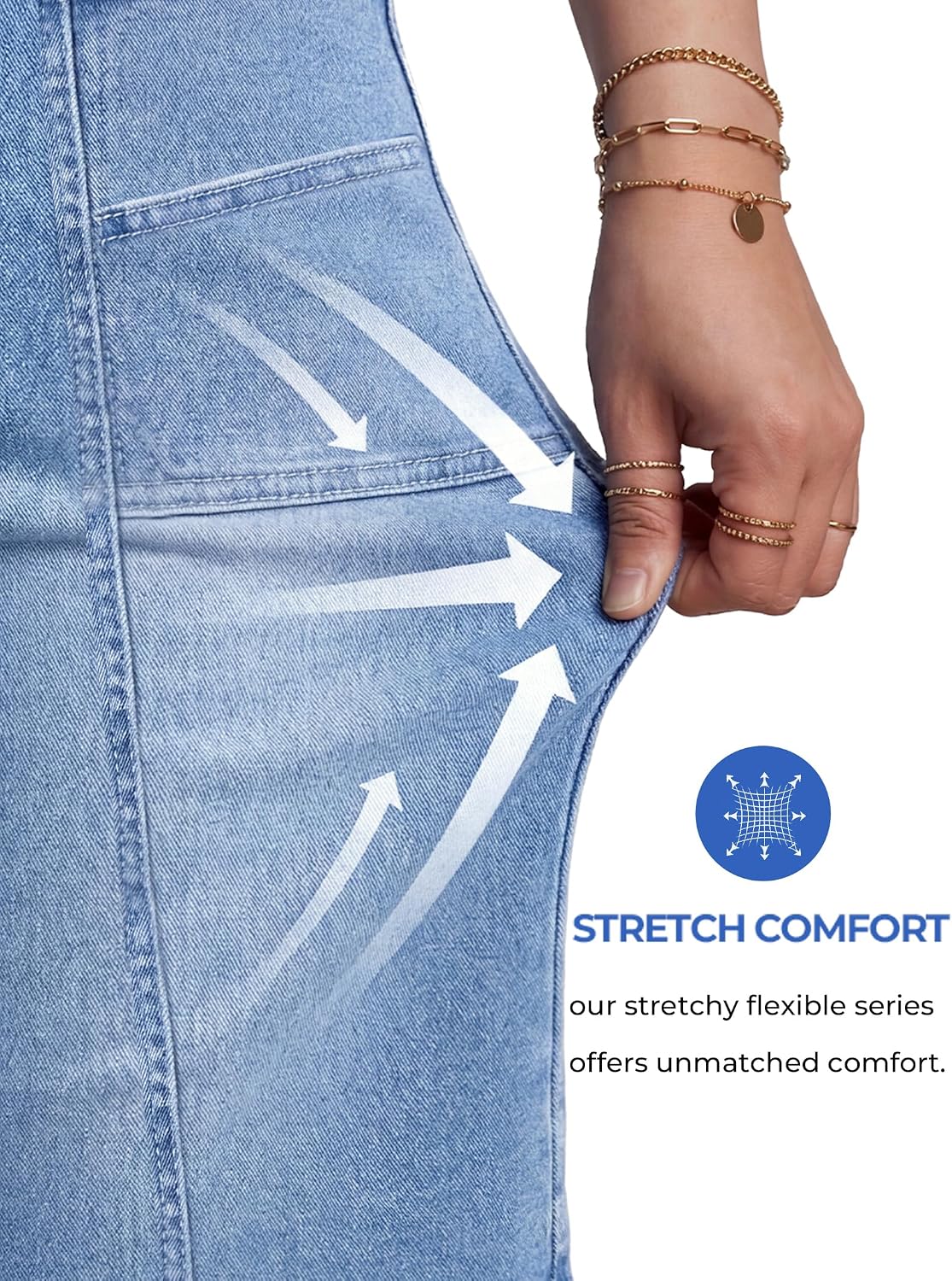 EMMIOL Women's Wide Leg Jeans Baggy Jeans Mid Waist Stretch Boyfriend Denim Pants Vintage Trousers with Pocket