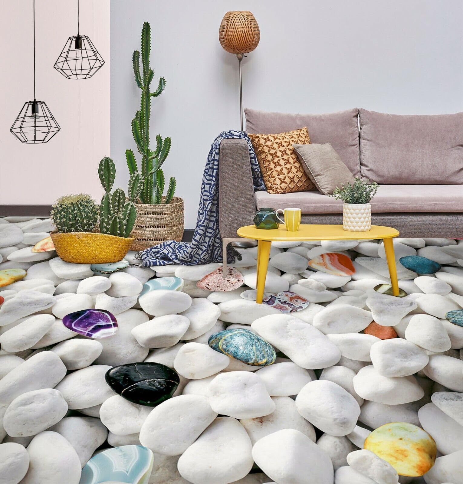 Cartel De Decoración De Piso Murales de papel pintado de suelo de piedra de guijarros 3D, 430 * 300 cm palillos autoadhesivos para azulejos de piso para sala de estar, cocina, baño, escaleras, pisos
