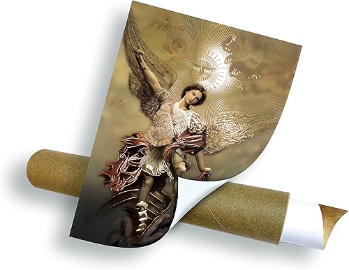 Miniatura 3 de Lámina dorada de San Miguel Arcángel (12 x 16 pulgadas), arte religioso de pared, impresión laminada, sin marco, decoración del hogar, arte diseño,