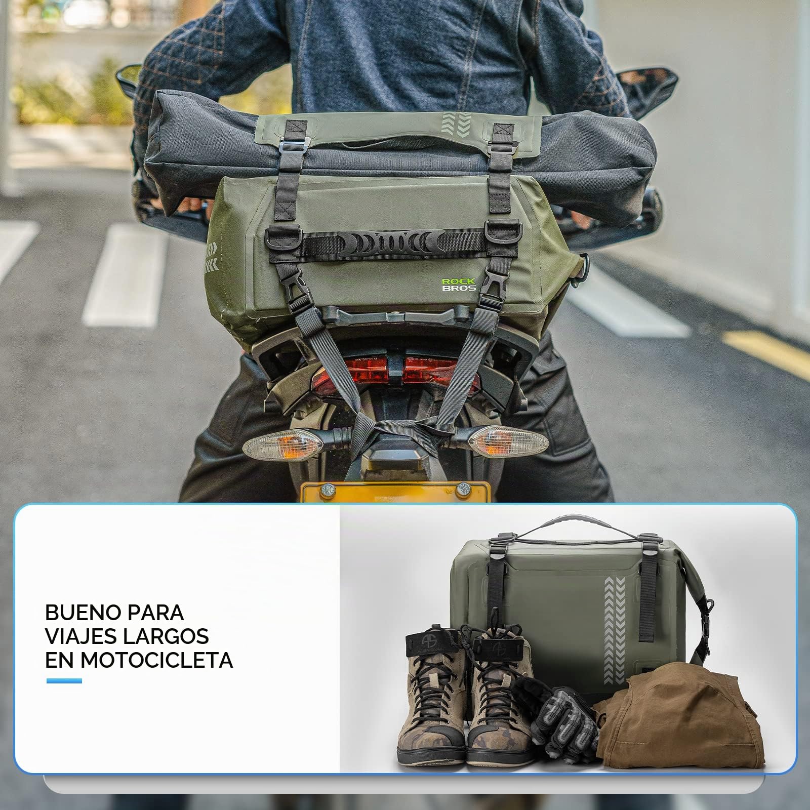 ROCKBROS Bolsa Asiento Trasero para Moto 30L, Bolsa Sillín de PVC Impermeable Maletero Reflectante para Motociclismo Viajes