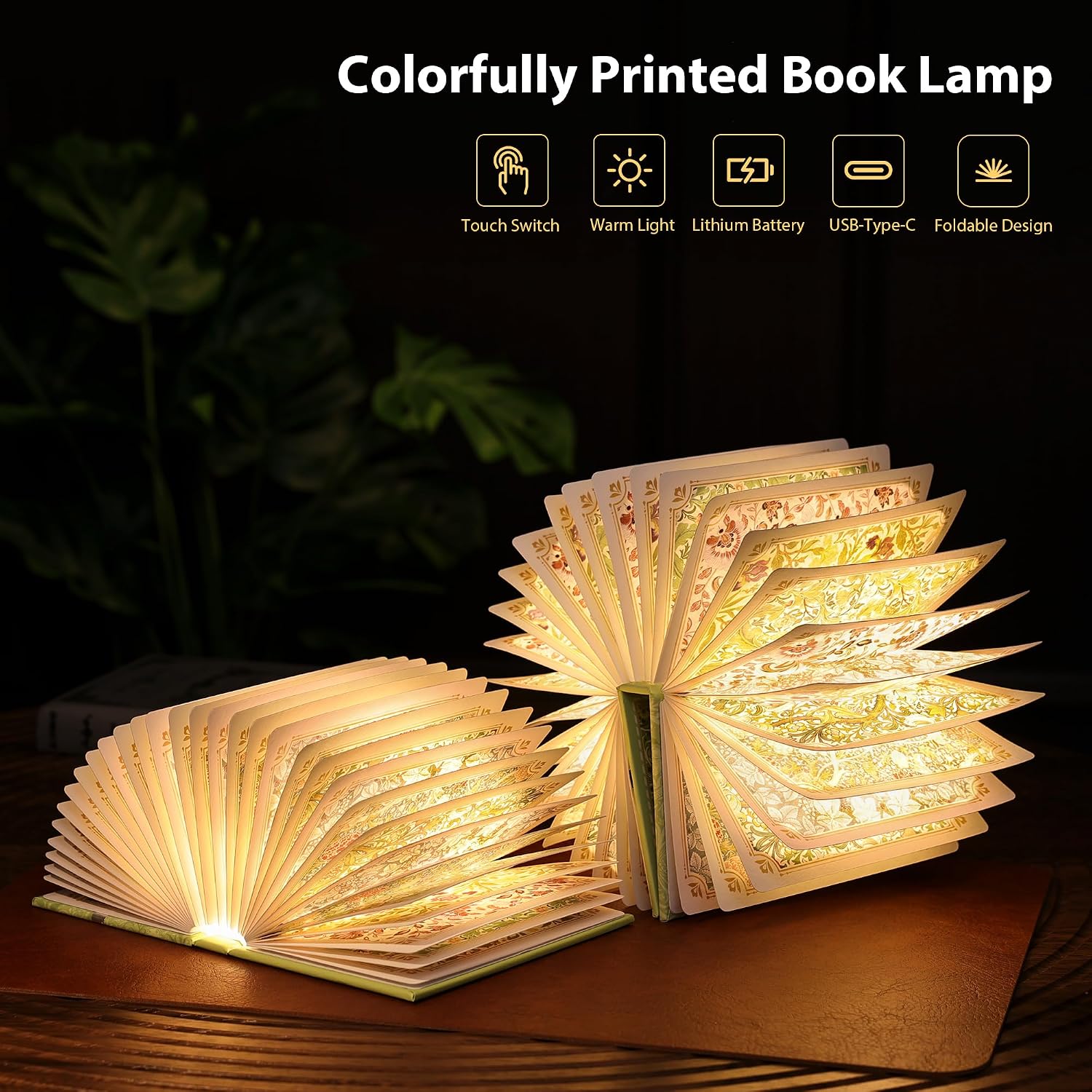 Book Lamp Decor, Gift for Book Lovers, Rechargeable Book Light