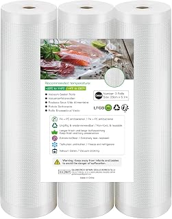 Vacuum Sealing Bags, Vacuum Food Sealing Rolls, 2 Rolls 28x600cm Storage Bags, Heavy Duty Commercial Custom Size Food Bags for Food Storage, Sous Vide Cooking, BPA Free