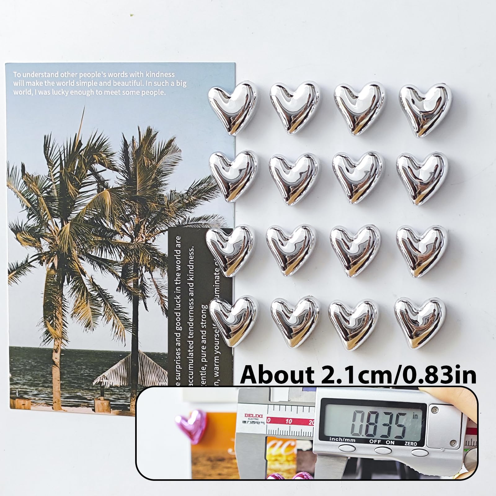 Janlifian Set Di 16 Calamite A Forma Di Cuore Per Frigorifero - Magnetiche E Decorative In Argento, Per Foto E Note In Cucina O Ufficio