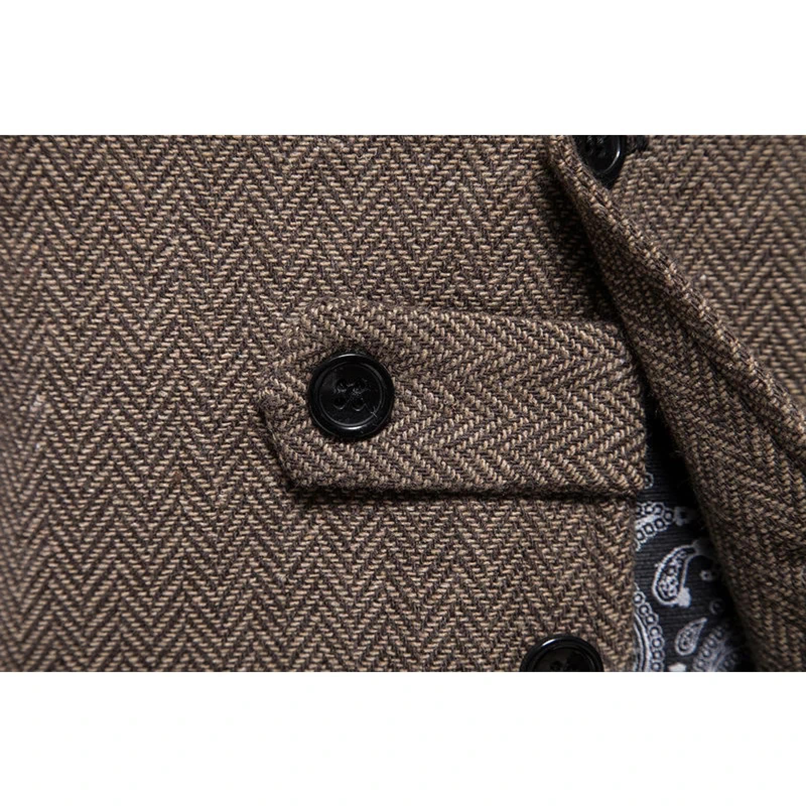 Weste Vest Herren Anzugweste Twill Grobnadel Anzugweste Vintage Einreihige Weste Tasche Anzugweste Weste