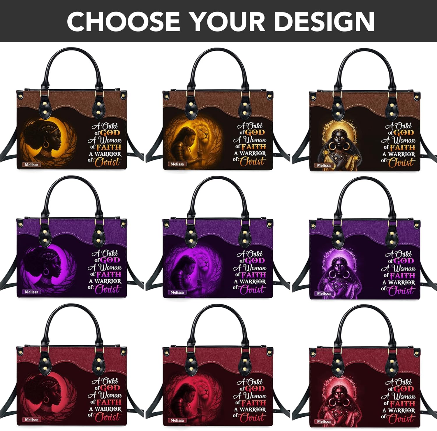 Personalized Leather Handbag for Black Women, Custom African Purse Bag Set, Birthday Christmas Gifts for Mom - Image 6