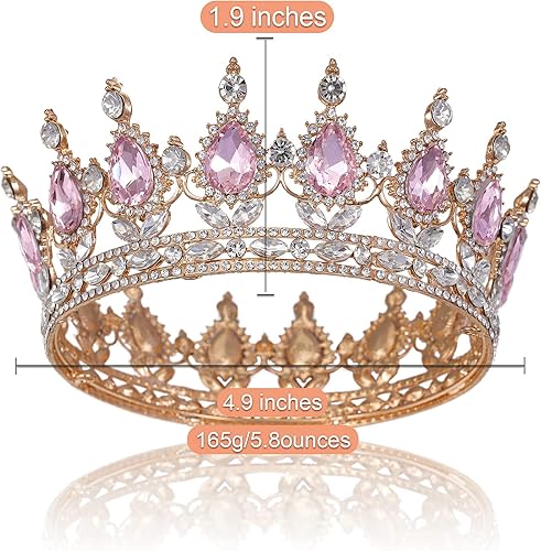 Miniatura 4 de Coronas y tiaras de princesa para niñas pequeñas, corona de princesa de cristal, cumpleaños, graduación, fiesta de disfraces, coronas de diamantes