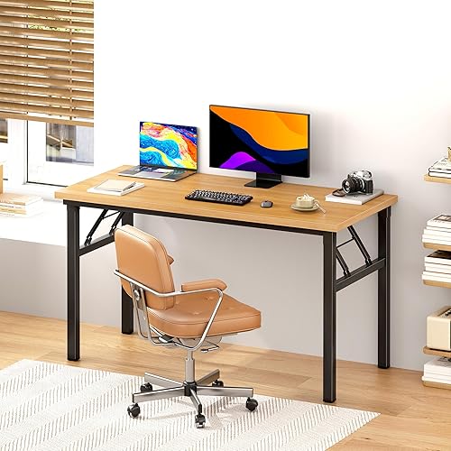 Miniatura 226 de DlandHome Escritorio plegable pequeño de 31.5 pulgadas, escritorio de computadora para oficina en casa, mesa plegable para espacios pequeños, no