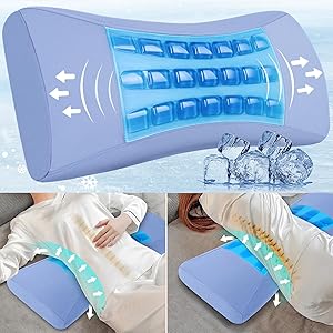 Almohada de apoyo lumbar para cama, almohada de espuma viscoelástica de gel refrescante para dolor lumbar, cojín ergonómico de apoyo lumbar para dormir, almohada de apoyo para la espalda para s