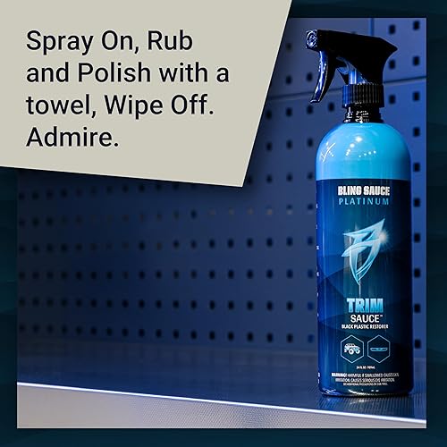 Miniatura 8 de Bling Sauce Platinum Recorta la salsa, restaurador de plástico negro 3 en 1. Limpia, protege y restaura los adornos de plástico negro desteñidos o