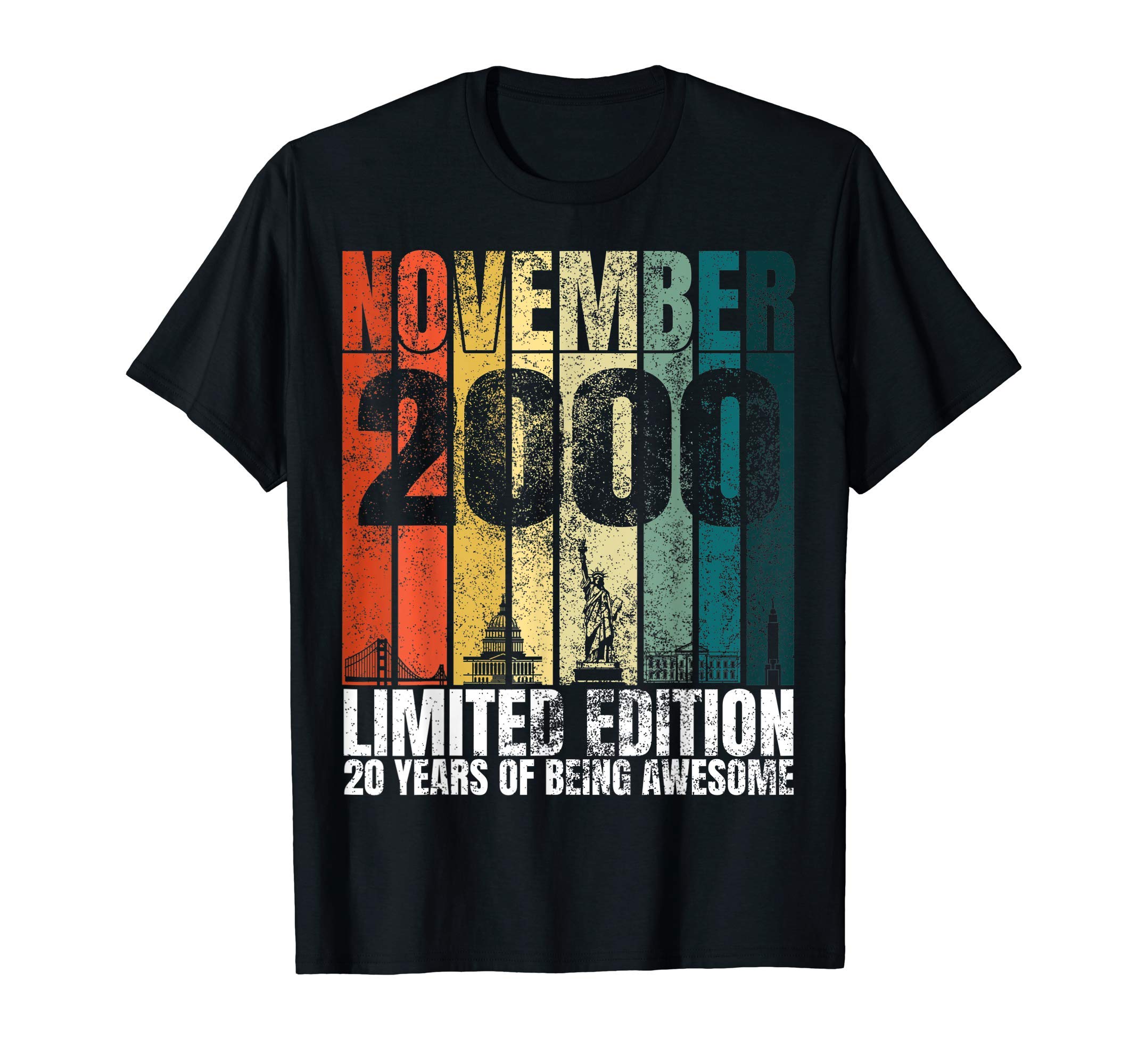 Vintage November 2000 Bday Gifts 20 Years Old 20th Birthday T-Shirt
