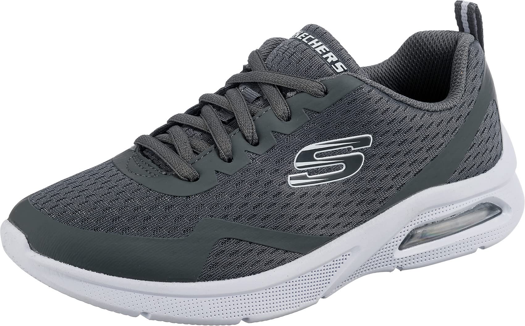Skechers MICROSPEC MAX Sneaker, Charcoal Textile Charcoal White Trim, 11 UK Child