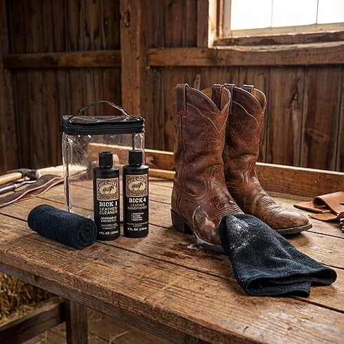 Miniatura 6 de Kit completo de cuidado de cuero | Limpiador de cuero, acondicionador, 2 paños | Bick 1 y Bick 4 | No oscurece el cuero | Fabricado en los Estados