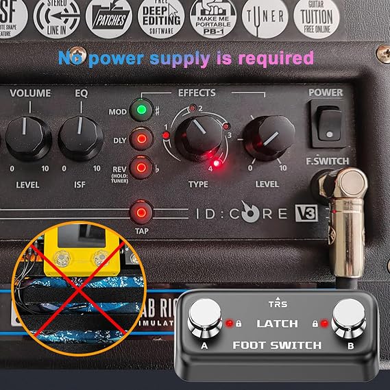 Dual Footswitch Latch Pedal 2-Way Pedal Foot Switch Controller Ampero Switch 6.35 mm, Latch Tap Switch For Guitar Effect Pedal