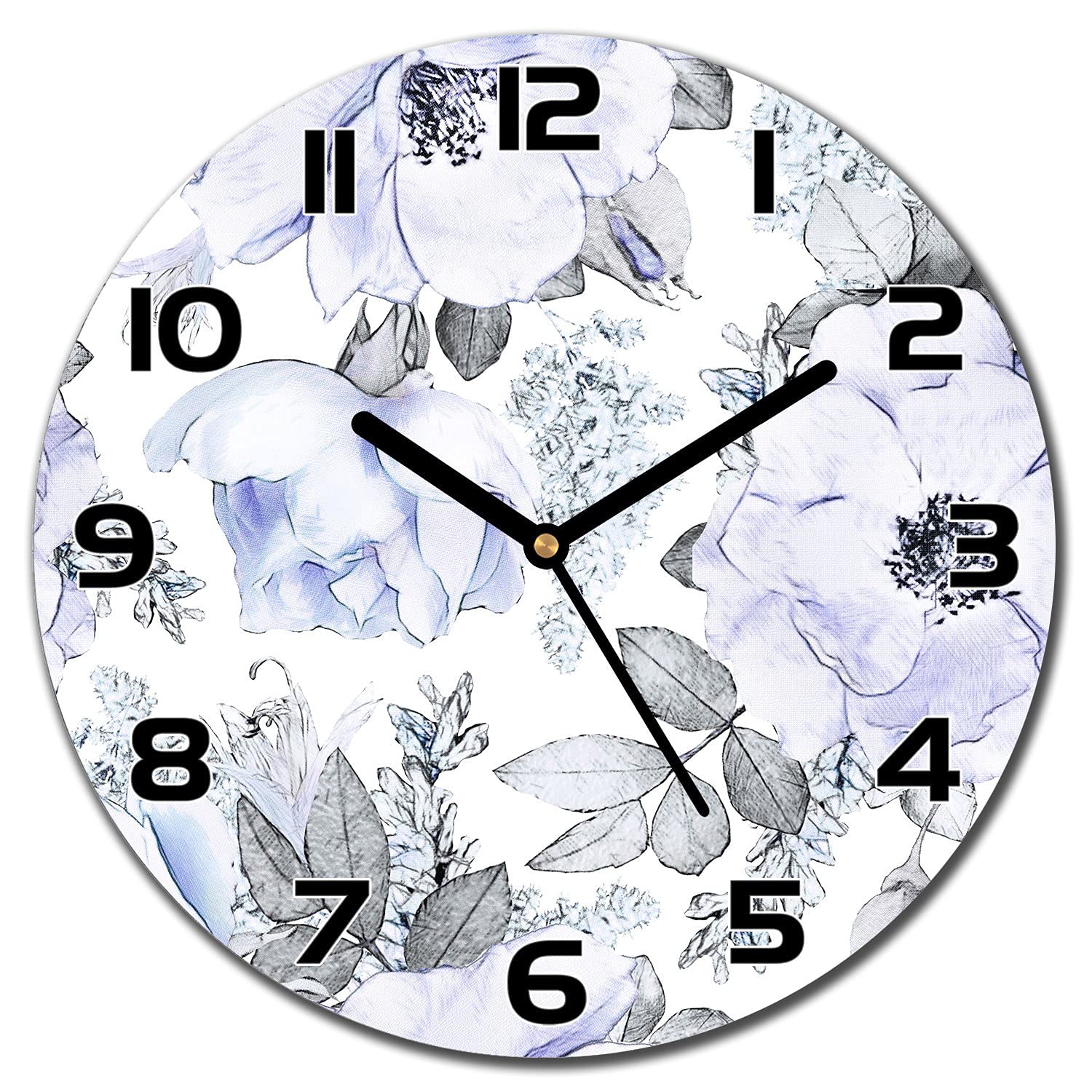 Horloge en verre pour salon moderne résolvant le manque de décoration murale florale