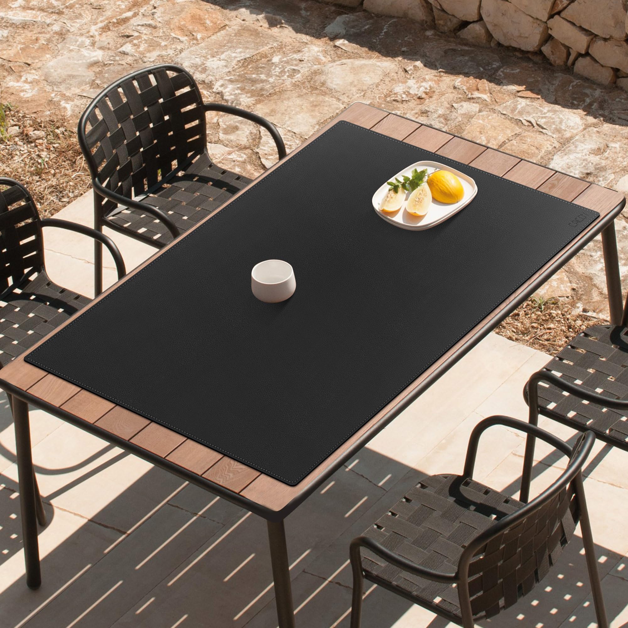 Cacoy Tappetino per Scrivania in Pelle PU 1200x800 mm Impermeabile, Grande Tappetino da Tavolo per Ufficio e Casa (Nero)