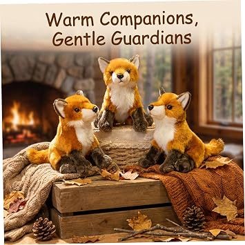 Fox Plush 10in PP Cotton Lifelike Fox Stuffed Animal Soft Adorable Sitting Animal Plush for Kids Adults