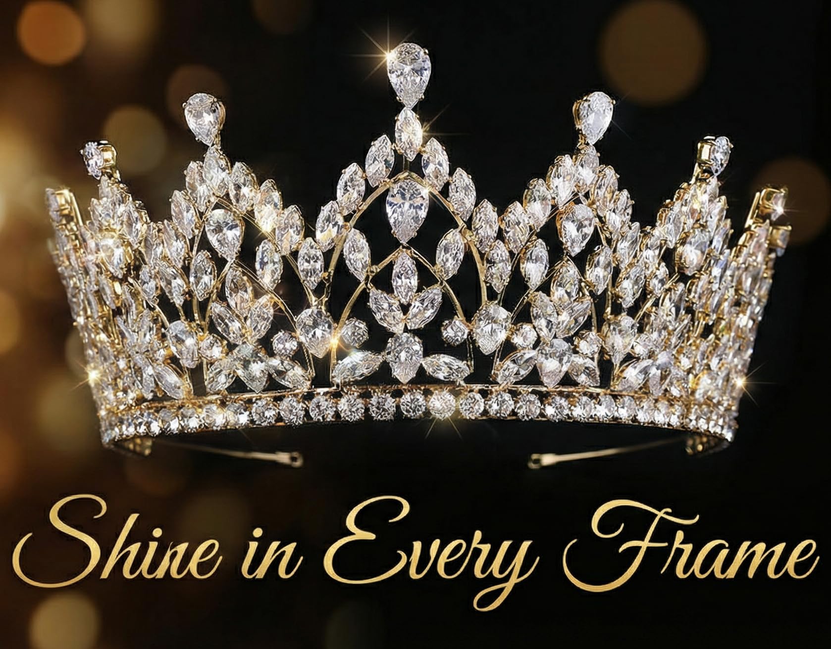 QXMYOO Tiaras de novia grandes de lujo para boda, nivel 5A, circonita cúbica, dulce 16, quinceañera, concurso, princesa, reina, coronas, novia, accesorios para el cabello, HB076