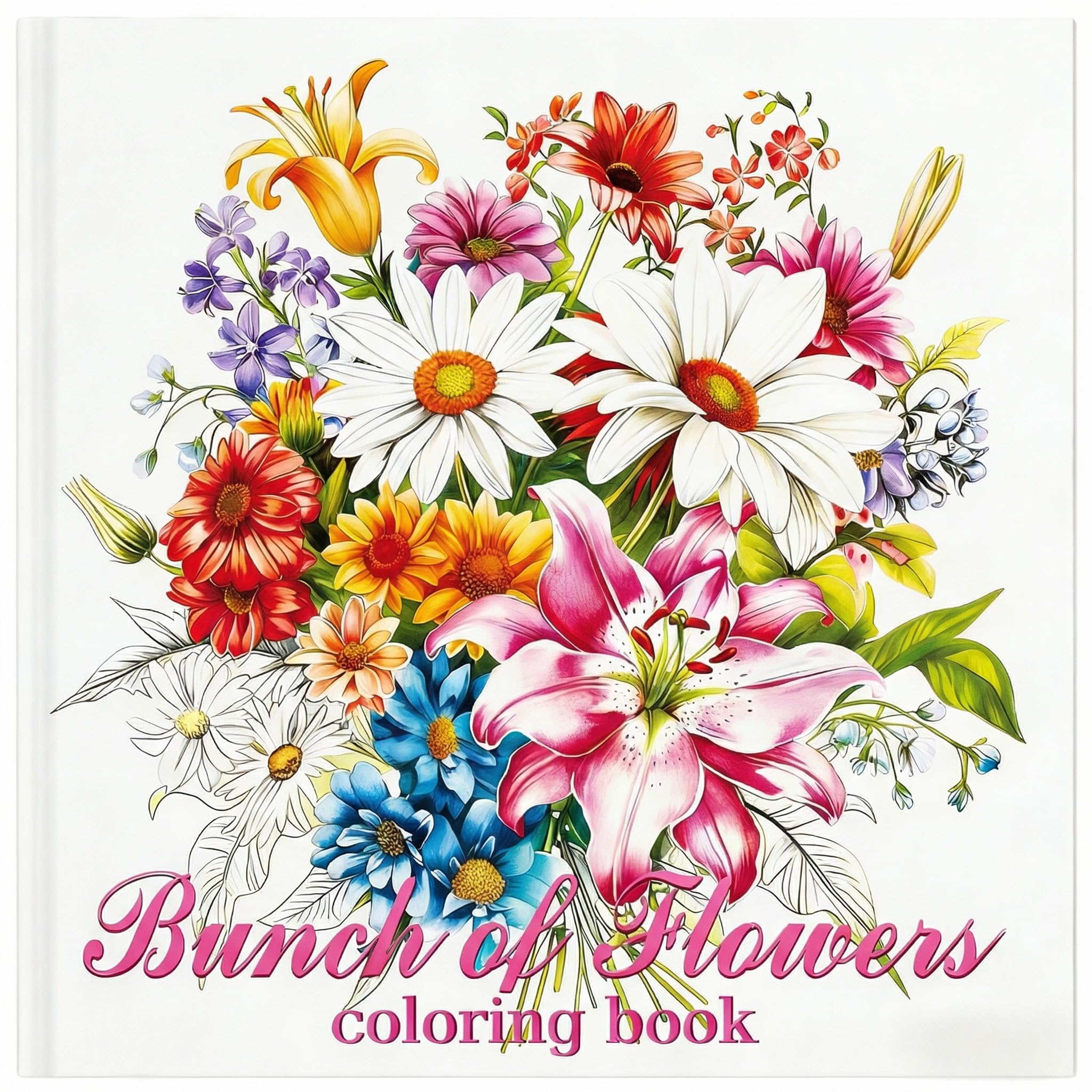 Adult Coloring Book Flowers, RARITYLL, 8.25" x 8.25" (21x21cm) Floral Patterns, Thick Paper & Pad Included, Single-Sided Pages for Stress Relief & Relaxation
