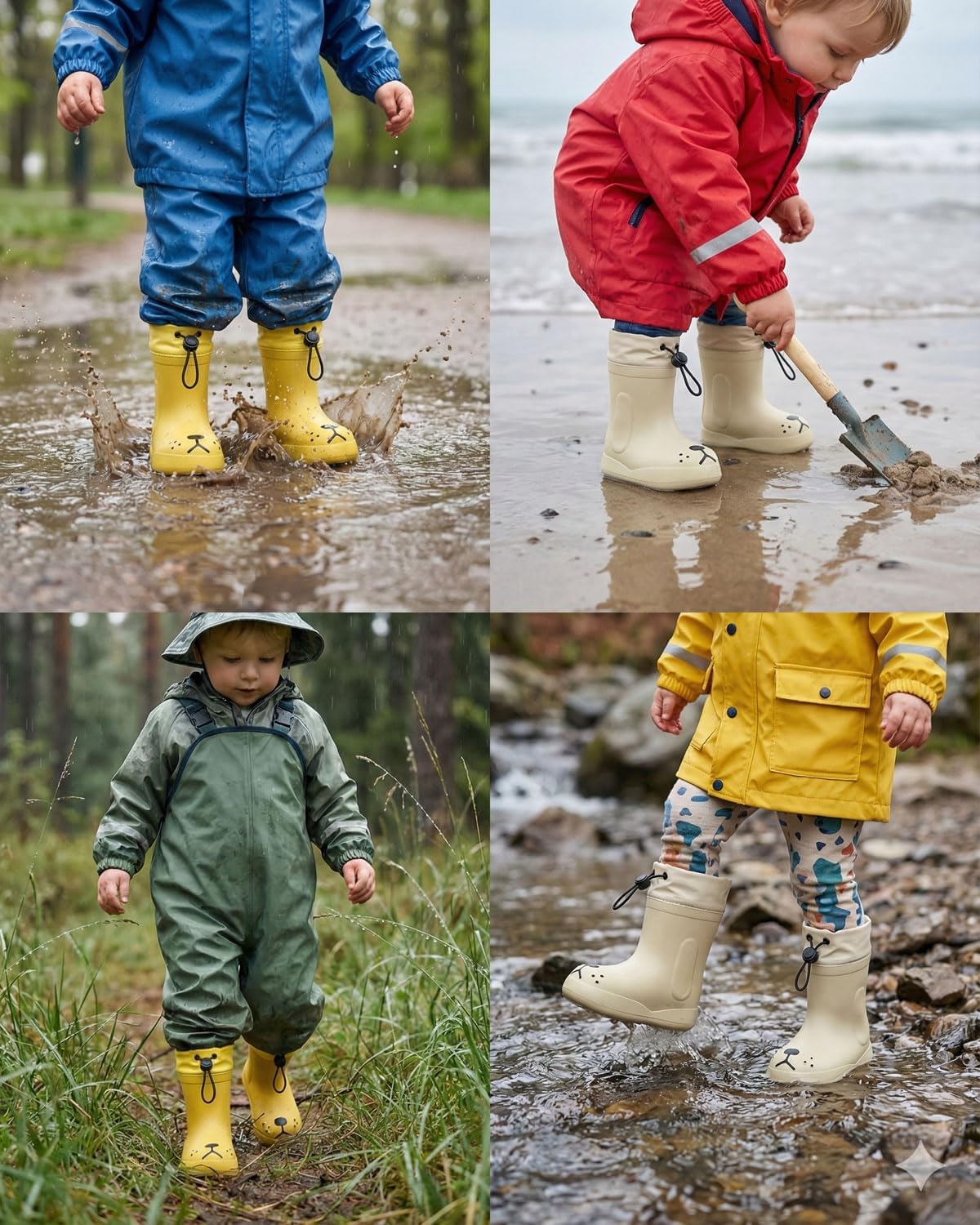 Toddler Rain Boots Waterproof Non-Slip Lightweight Cartoon Baby Kids Rain Boots for Boys Girls Easy-on Flexible Durable Outdoor