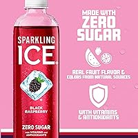 Vista 4 de Sparkling Ice, Frambuesa Negra. Agua con gas, con antioxidantes y vitaminas, cero azúcar. Botellas de 17 oz (Paquete de 12).