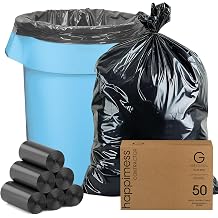 happimess HPM3000G-BLACK 50 Count 42-Gallon 3 Mil 32 in. W x 47 in. H Heavy Duty Contractor Trash Bags for Business Home Kitchen Commercial and Industrial, 5-Rolls of 10 Bags