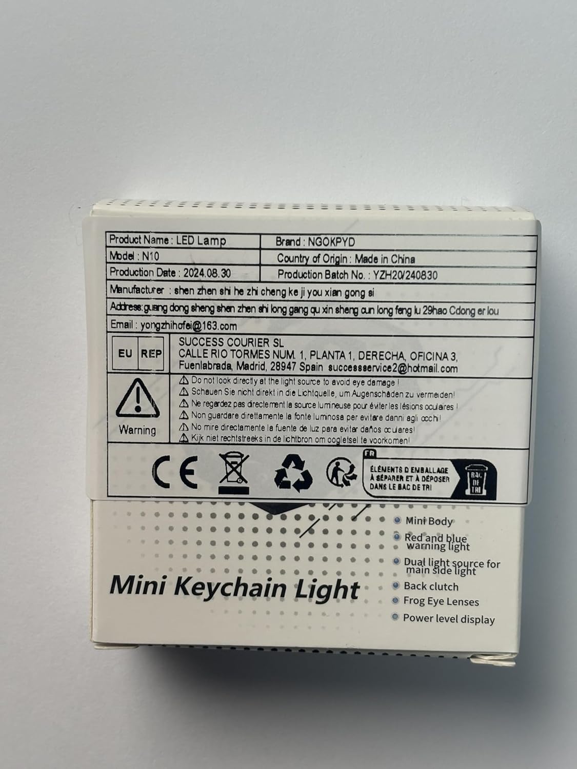 EU Energy Label for NGOKPYD N10, showing energy class G and 2 kWh/1000h consumption.