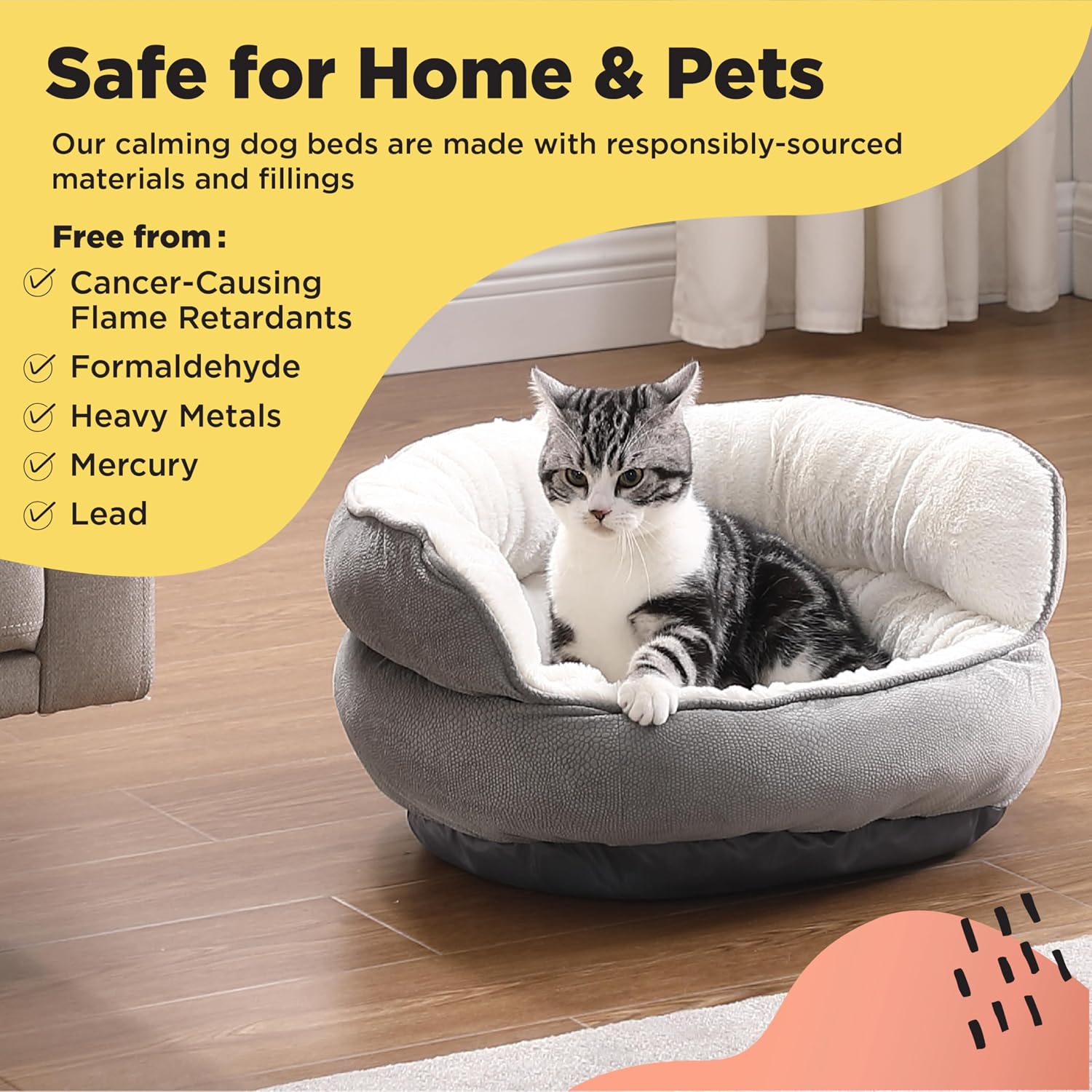 Best Friends by Sheri Pet Throne High Bolster Orthopedic Relief Cat and Dog Bed, Gray, Mini