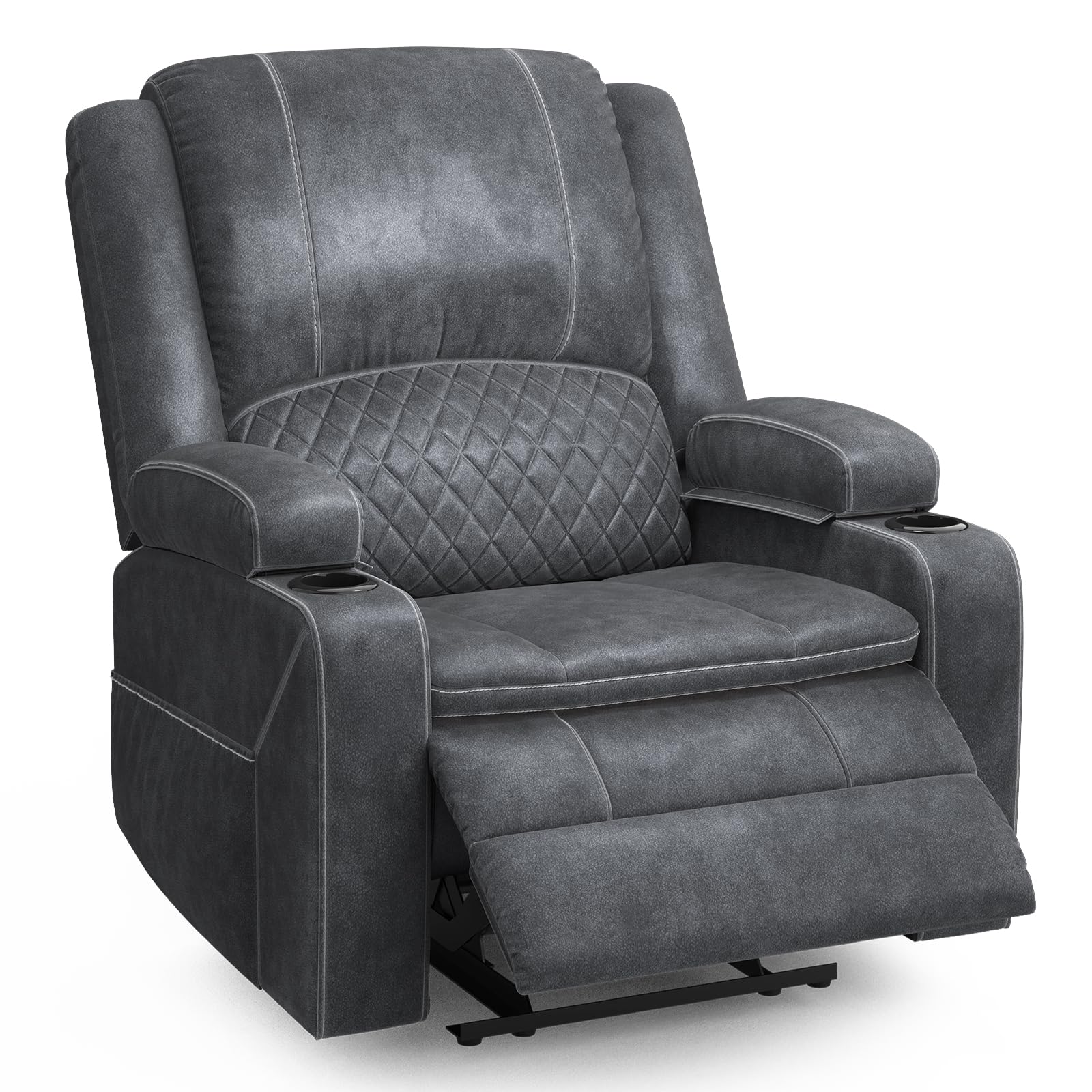 MOSGAT Oversized Manual Recliner with Storage and Cup Holders