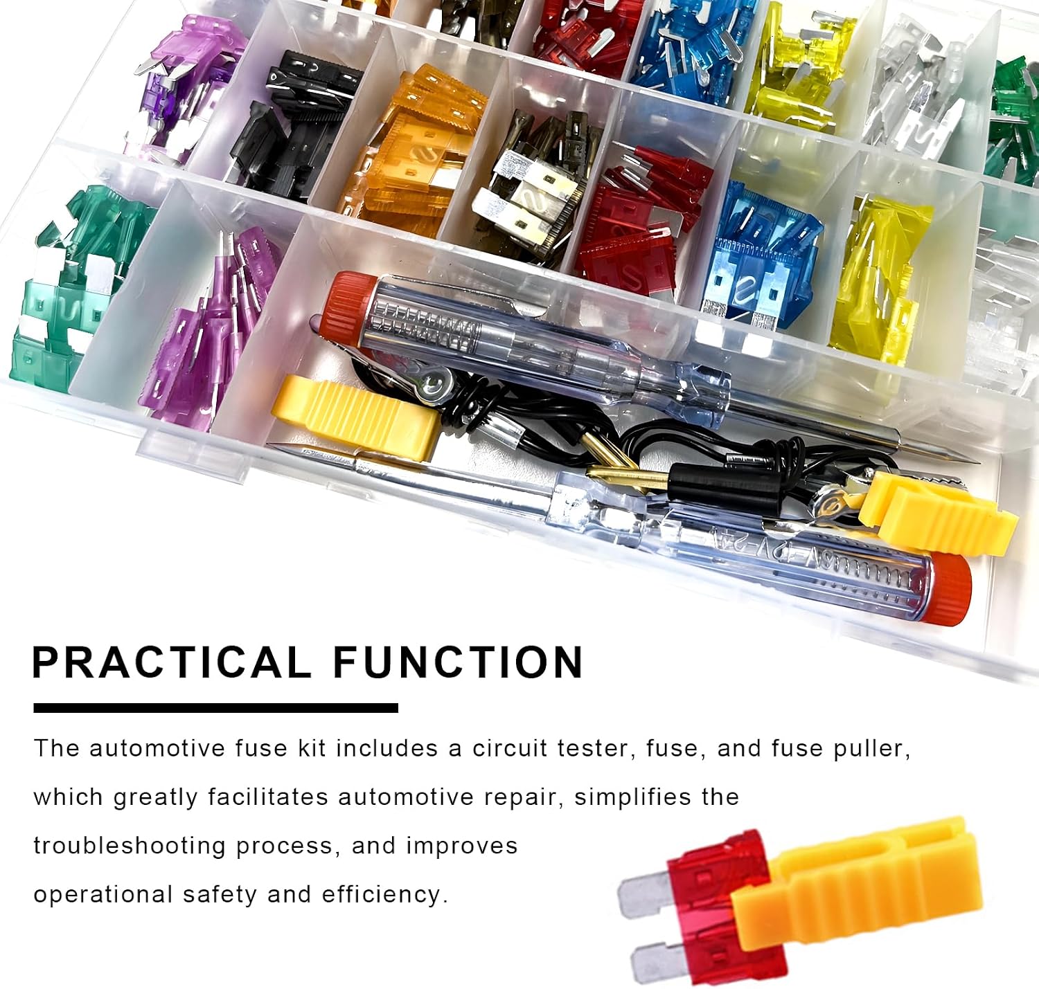 306 PCS Car Fuses Assortment Kit, Standard & Mini & Low Profile Mini Fuses (2A 5A 7.5A 10A 15A 20A 25A 30A 35A), Mixed Vehicle Blade Fuse with Circuit Tester & Fuse Puller