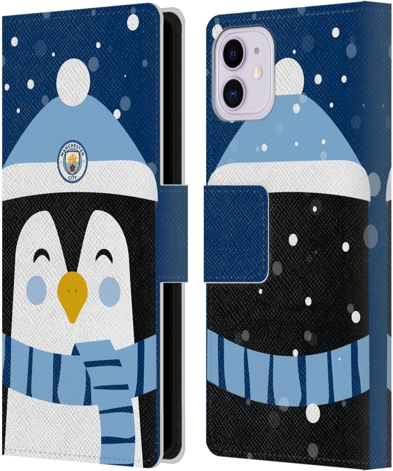 Head Case Designs Officially Licensed Manchester City Man City FC Logo Pattern Christmas Leather Wallet Case Compatible with Apple iPhone 13 Pro Max