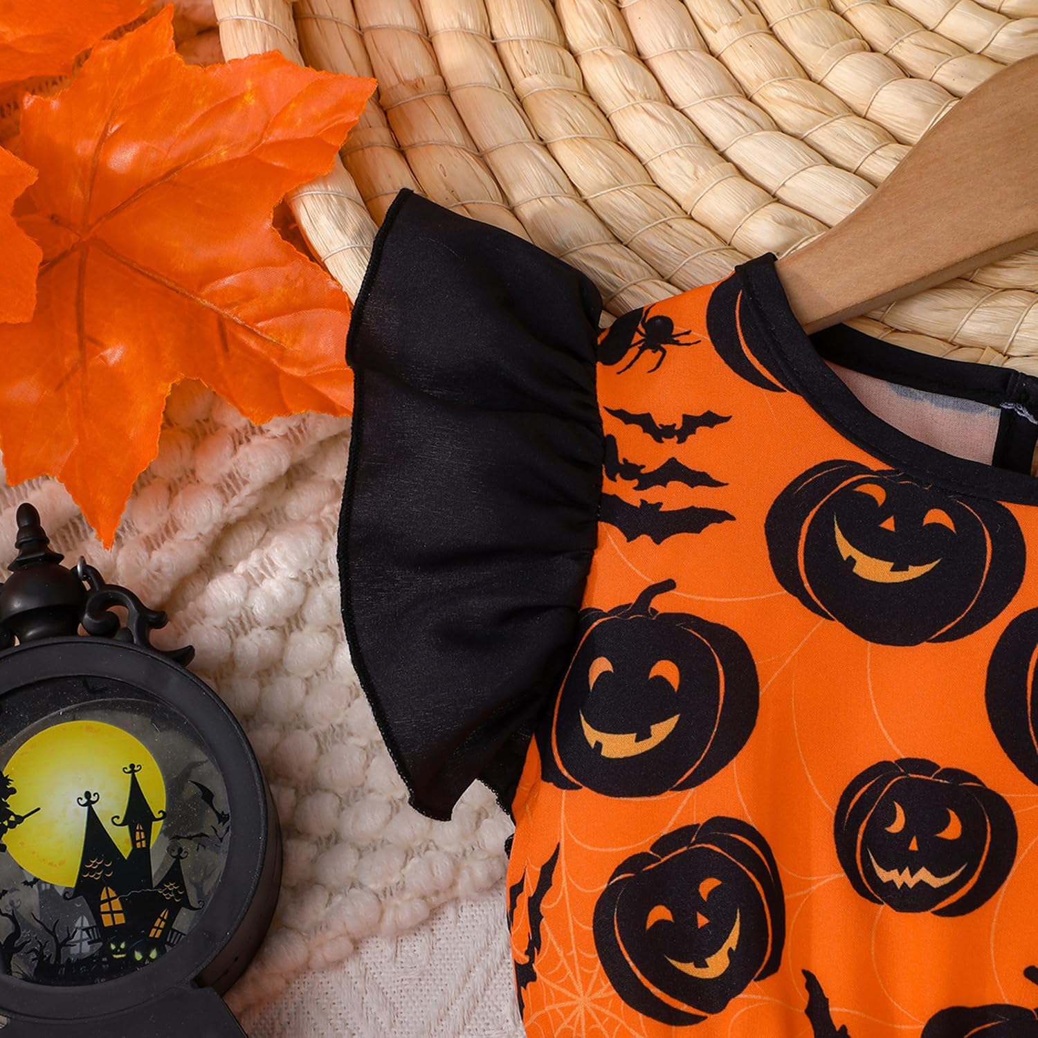 Toddler Girls Halloween Tulle Dress Ruffle Sleeve Pumpkin Princess Tutu Dresses Casual Kids Outfits Clothes 2-7 Years - Image 5